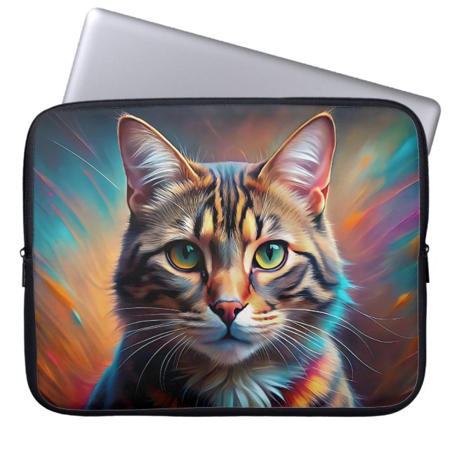 POP KUNST SCHAUEN BROWT TABBY CAT AUS LAPTOPSCHUTZHÜLLE (Vorderseite)