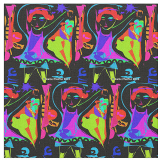 Pop-Kunst-Tanz-Mädchen-Gewebe Stoff