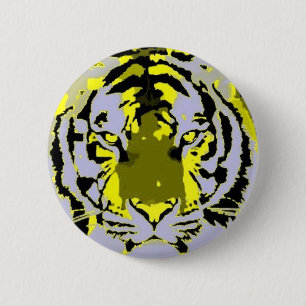 Pop-Kunst-Tiger Button