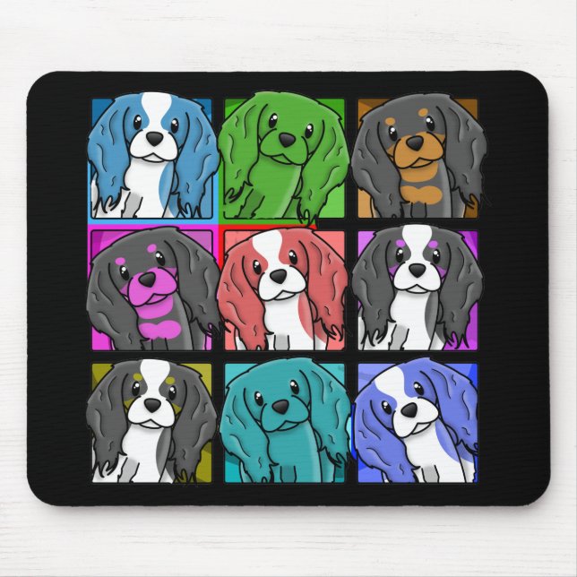 Pop-Kunst-unbekümmerter Königcharles Spaniel Mousepad (Vorne)
