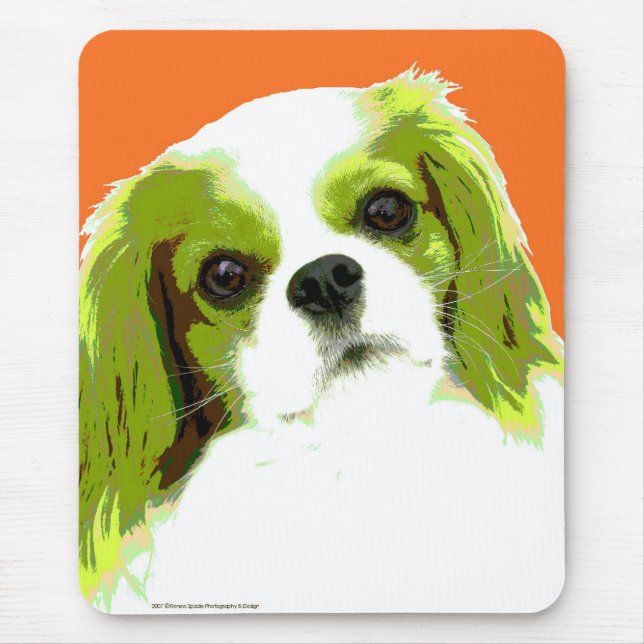 Pop-Kunst-unbekümmerter Königcharles Spaniel Mousepad (Vorne)