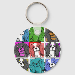 Pop-Kunst-unbekümmerter Königcharles Spaniel Schlüsselanhänger