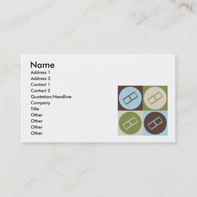 Pop-Kunst-Videoredigieren Visitenkarte (Vorderseite)