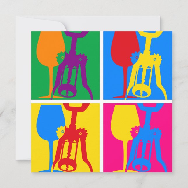 Pop-Kunst-Wein Einladung (Vorderseite)