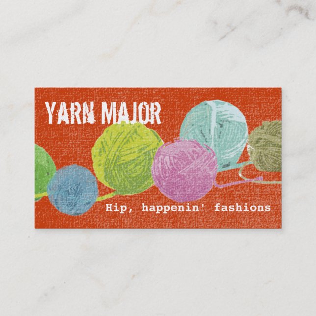 Pop-Kunstbälle aus Strickfaser Visitenkarte (Vorderseite)