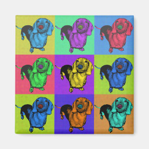 Pop-Kunstdachsund-Dackel täfelt MehrfarbenPopart Magnet