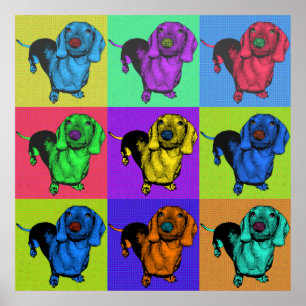 Pop-Kunstdachsund-Dackel täfelt MehrfarbenPopart Poster