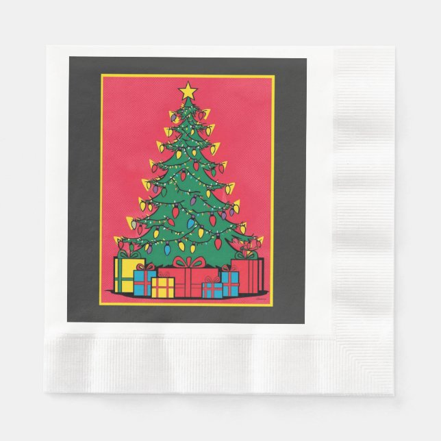 Pop Kunstgestaltung eines Weihnachtsbaumes mit Prä Serviette (Vorderseite)