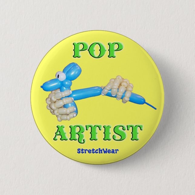 Pop-Künstler-Ballon-Hund Button (Vorderseite)