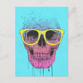 Pop-Kunstschädel mit Brille Postkarte