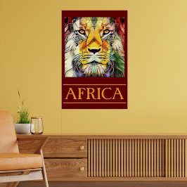 Pop Lion Art Africa Travel Poster