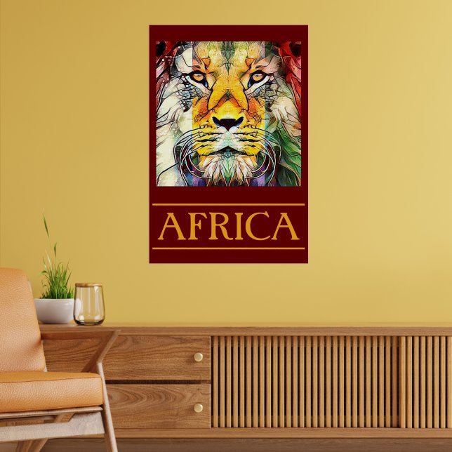 Pop Lion Art Africa Travel Poster (Wohnzimmer 2)