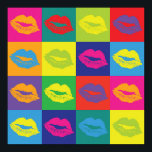 Pop Lugano Gestern und Heute Poster<br><div class="desc">Sassy Pop Art Lips Kiss Marks Colorful Poster.</div>