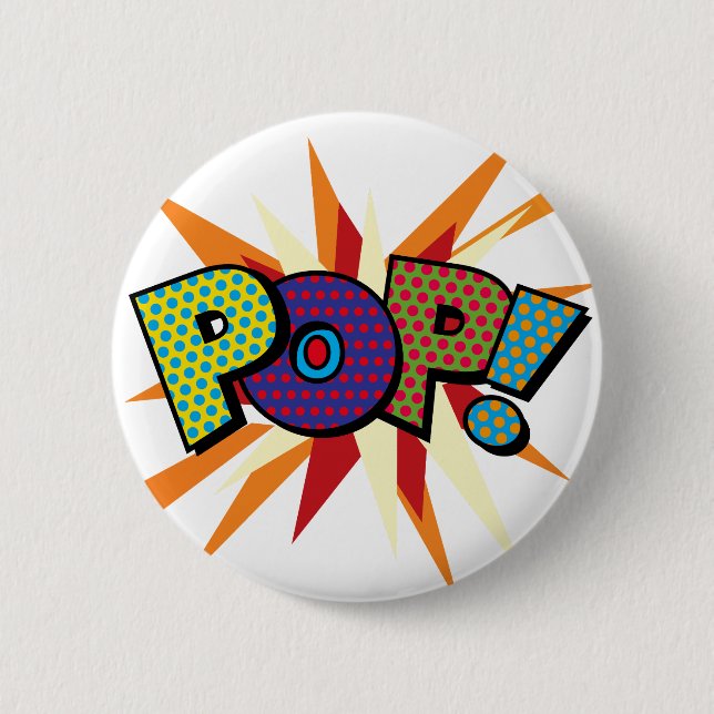 POP Lustige moderne Typografie Button (Vorderseite)