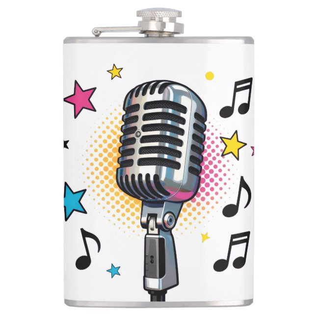 Pop microphone with colorful stars and music notes flachmann (Vorderseite)