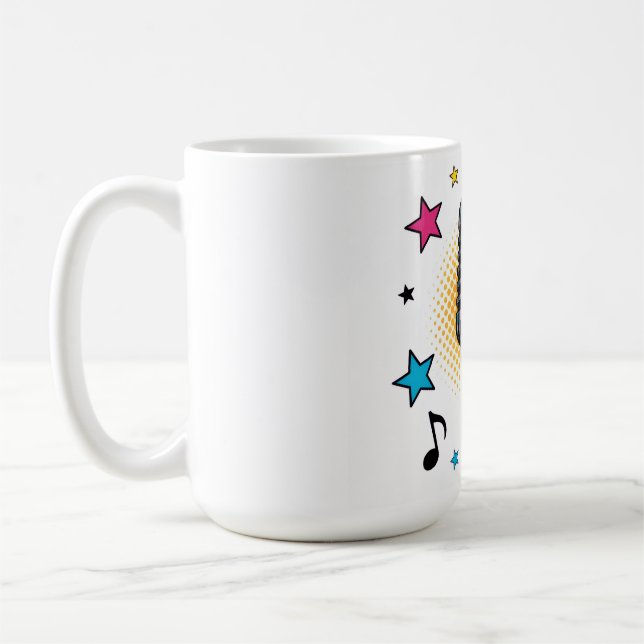 Pop microphone with colorful stars and music notes kaffeetasse (Links)