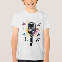 Pop microphone with colorful stars and music notes