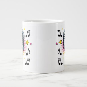 Pop-Mikrofon mit farbenfrohen Sternen und Noten Jumbo-Tasse