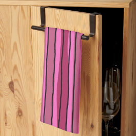 Pop mit großer Farbe - Schwarz und Rosa Streifen Geschirrtuch