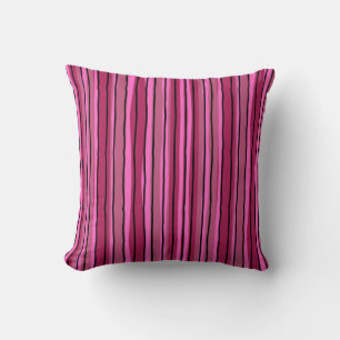 Pop mit großer Farbe - Schwarz und Rosa Streifen Kissen