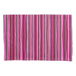 Pop mit großer Farbe - Schwarz und Rosa Streifen Kissenbezug