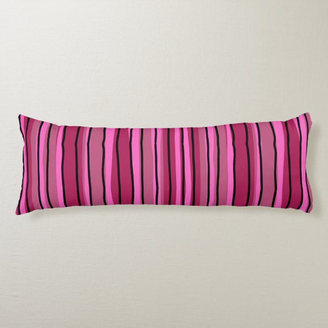Pop mit großer Farbe - Schwarz und Rosa Streifen Seitenschläferkissen (Vorderseite)