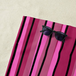 Pop mit großer Farbe - Schwarz und Rosa Streifen Strandtuch