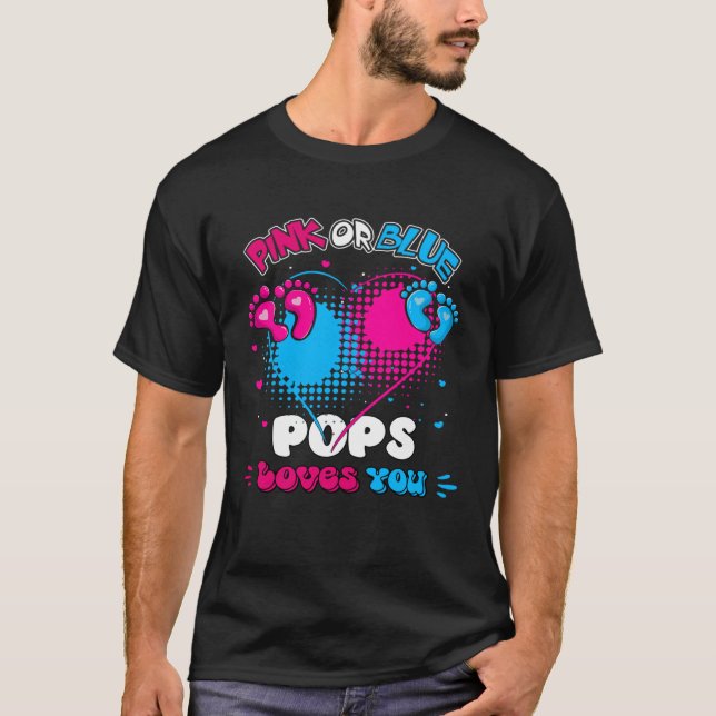Pop mit rosa oder blauem Herzen Lieben Ihr Duschge T-Shirt (Vorderseite)