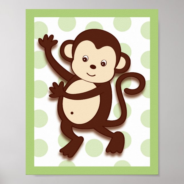 Pop Mod Monkey Jungle Kinderzimmer Wand an Wand Dr Poster (Vorne)