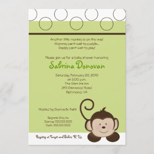 POP MONKEY 12x18 Green Neutral BABY SHOWER Einladung