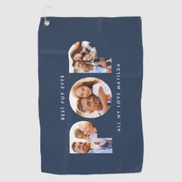 Pop Multi-Foto moderne Typografie blau Golfhandtuch