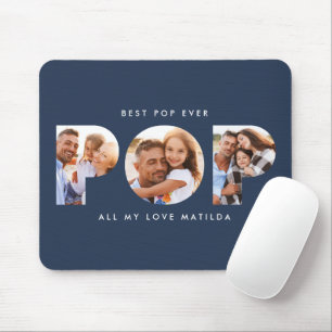 Pop Multi-Foto moderne Typografie blau Mousepad