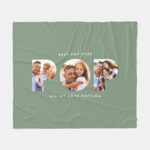 Pop Multi-Foto moderne Typografie elegant grün Fleecedecke