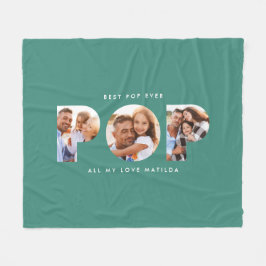 Pop Multi-Foto moderne Typografie elegant grün Fleecedecke