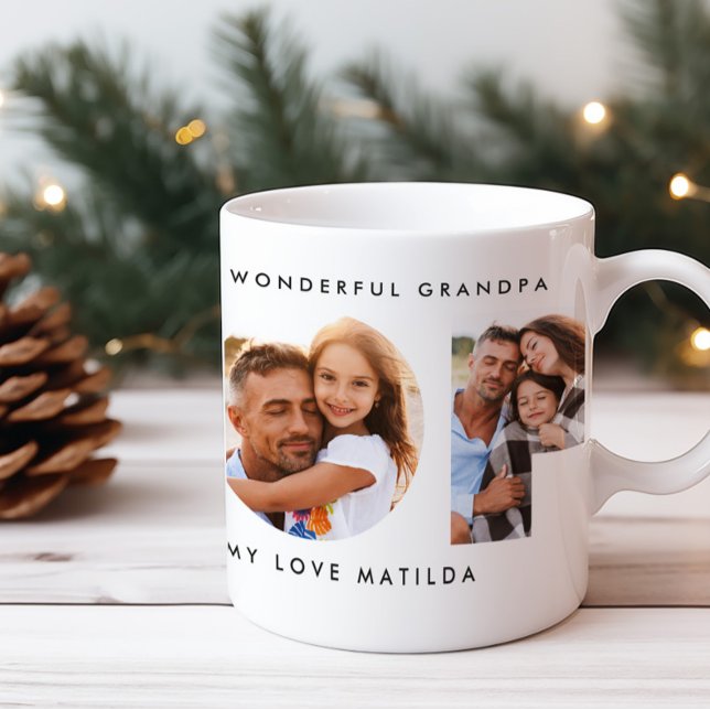 Pop Multi Foto moderne Typografie elegante schwarz Kaffeetasse (Von Creator hochgeladen)