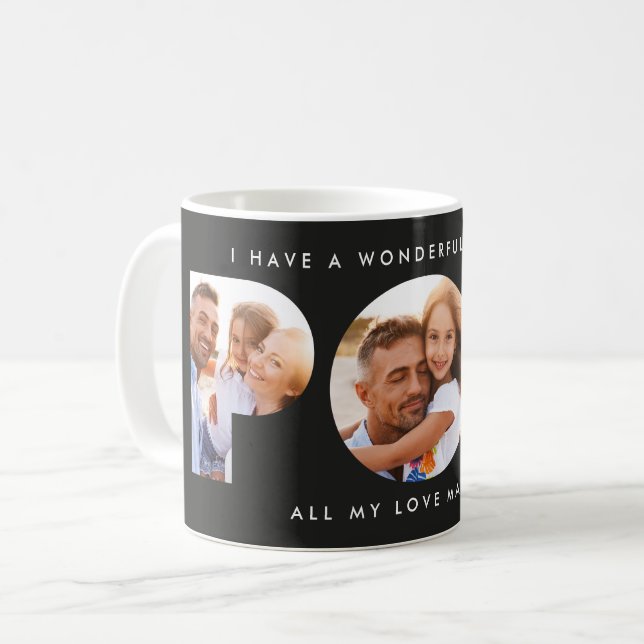 Pop Multi Foto moderne Typografie elegante schwarz Kaffeetasse (Vorderseite Links)