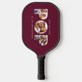 Pop Multi-Foto moderne typografisches burgundgift Pickleball Schläger