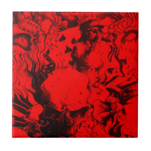 Pop  Musica Portraits in lebhaften Roten Farben Ku Fliese