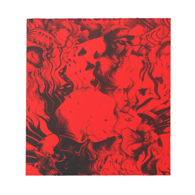 Pop  Musica Portraits in lebhaften Roten Farben Ku Notizblock (Vorderseite)