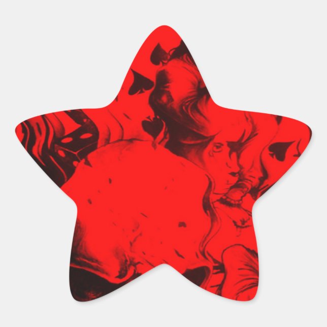 Pop  Musica Portraits in lebhaften Roten Farben Ku Stern-Aufkleber (Vorderseite)