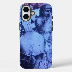 Pop-Musiker Lebendige blaue und violette abstrak iPhone 16 Plus Hülle