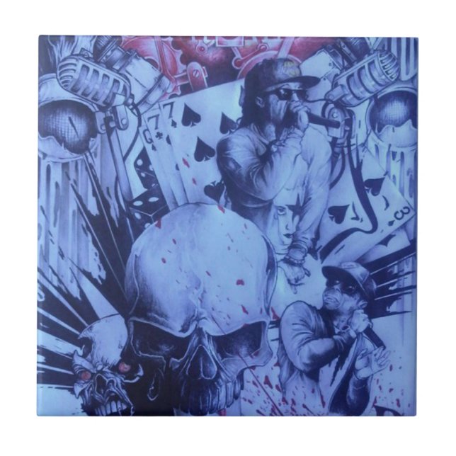 Pop Musiker Lila Kunst Fliese (Vorderseite)