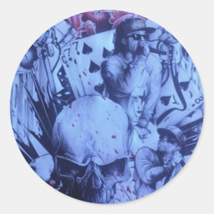 Pop Musiker Lila Kunst Runder Aufkleber