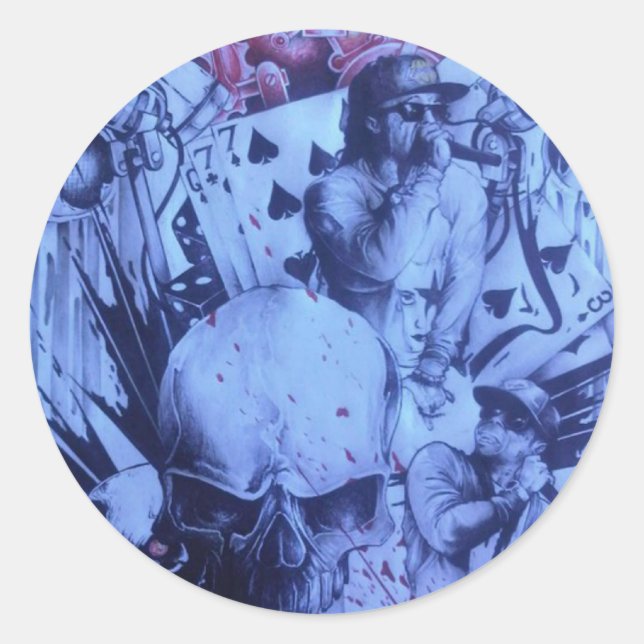 Pop Musiker Lila Kunst Runder Aufkleber (Vorderseite)
