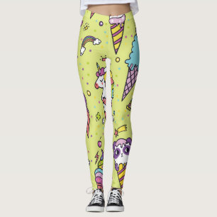 Pop Niedliche Eiscreme: Tiermuster Leggings