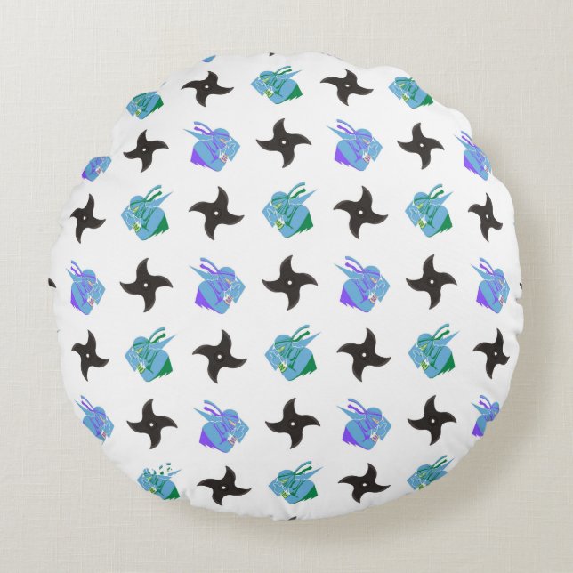 Pop Ninja Throwing Star Rundes Kissen (Vorderseite)