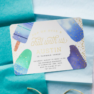 Pop On Over & Chill   Popsicle Kindergeburtstagsfe Folieneinladung