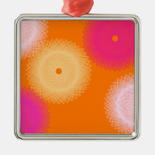 Pop orange und rosa silbernes ornament