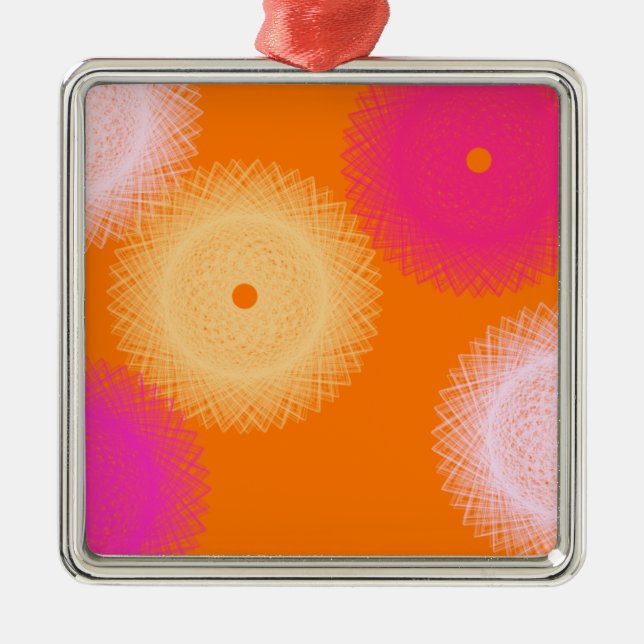 Pop orange und rosa silbernes ornament (Vorne)