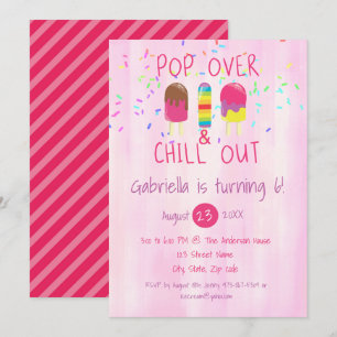 Pop Over & Chill Out Ice Pop Geburtstagseinladung Einladung